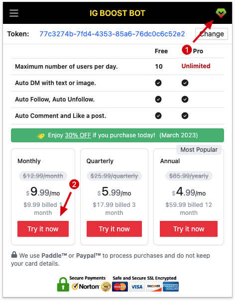 TikFollower chrome extension subscribe pro